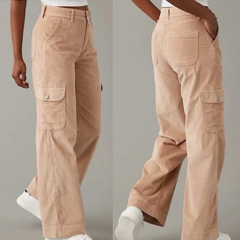 American Eagle Super High Rise Baggy Wide Leg Stretch Corduroy Pants